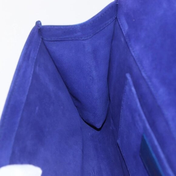 Authentic SAINT LAURENT Y Line Leather Blue Gold Clutch Bag bst576-121825 - Picture 12 of 16